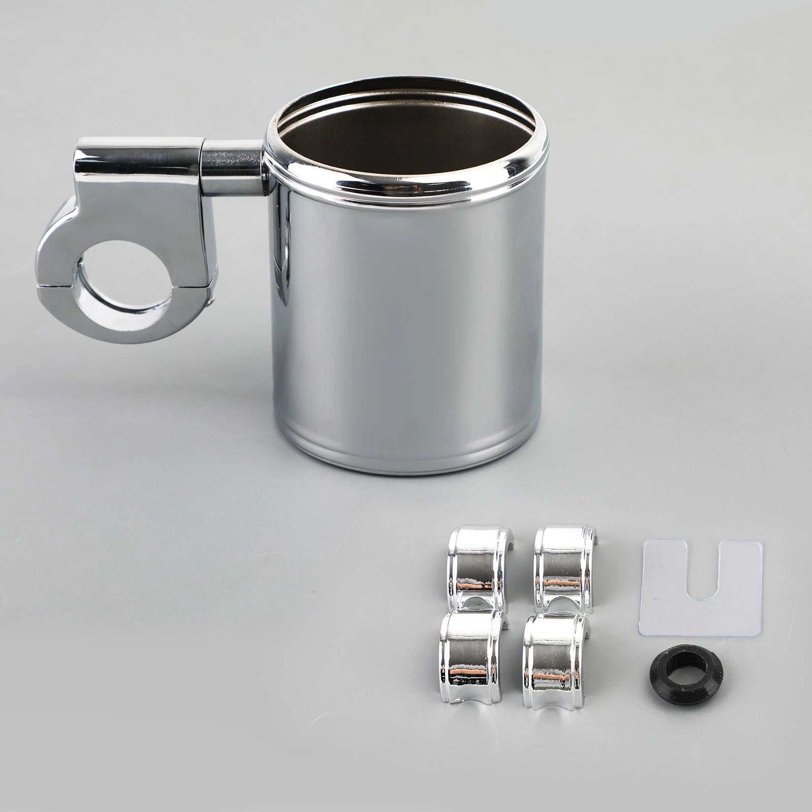 Chrome Cup Bottle Holder for Chopper Cruiser Bobber (7/8" 1" 1-1/4")