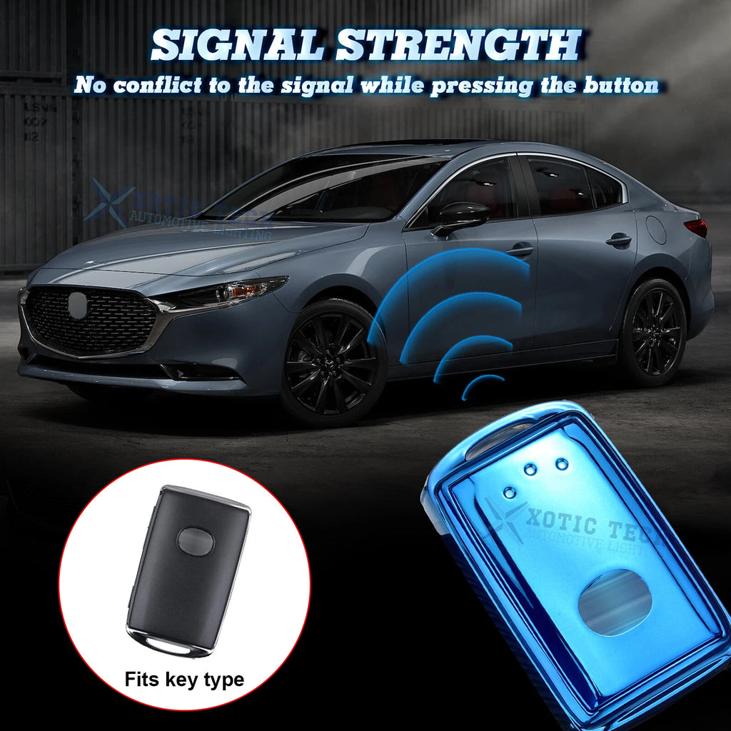 Blue Soft TPU Smart Key Fob Cover Case for Mazda 3 (2019-2025)