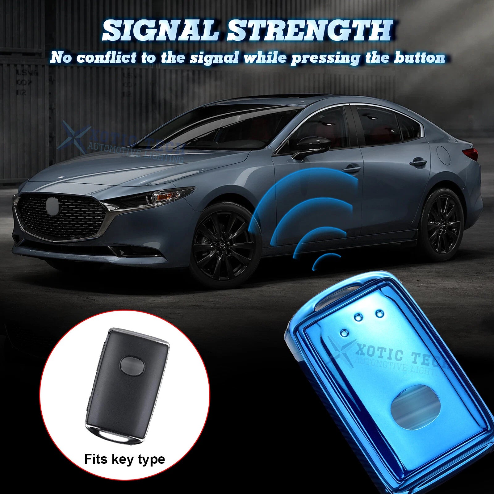 Blue Soft TPU Smart Key Fob Cover Case for Mazda 3 (2019-2025)