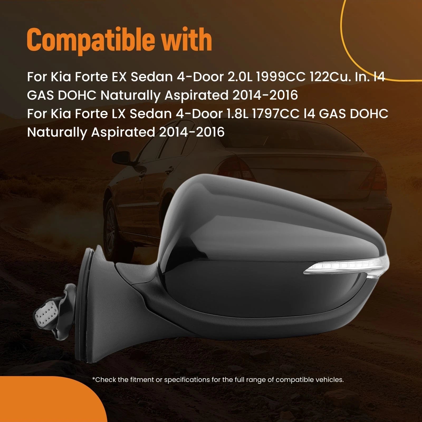 Heated Side Mirror Left for Kia Forte (2014–2016) 87610A7210 KI1320182