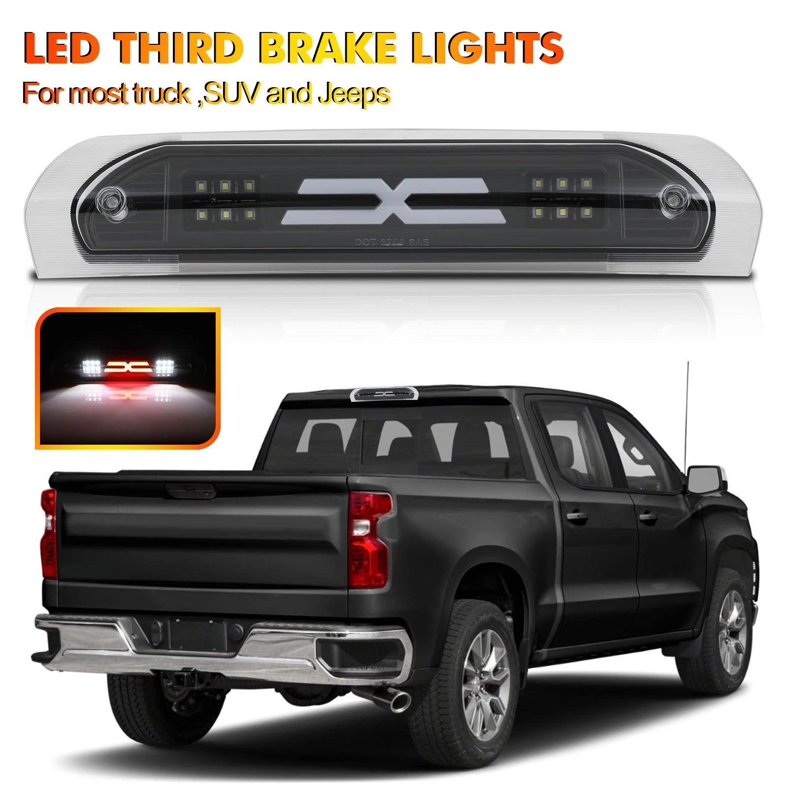 3rd Brake Light for Dodge Ram (2002–2009) 5072594AC, Black Housing Clear Lens