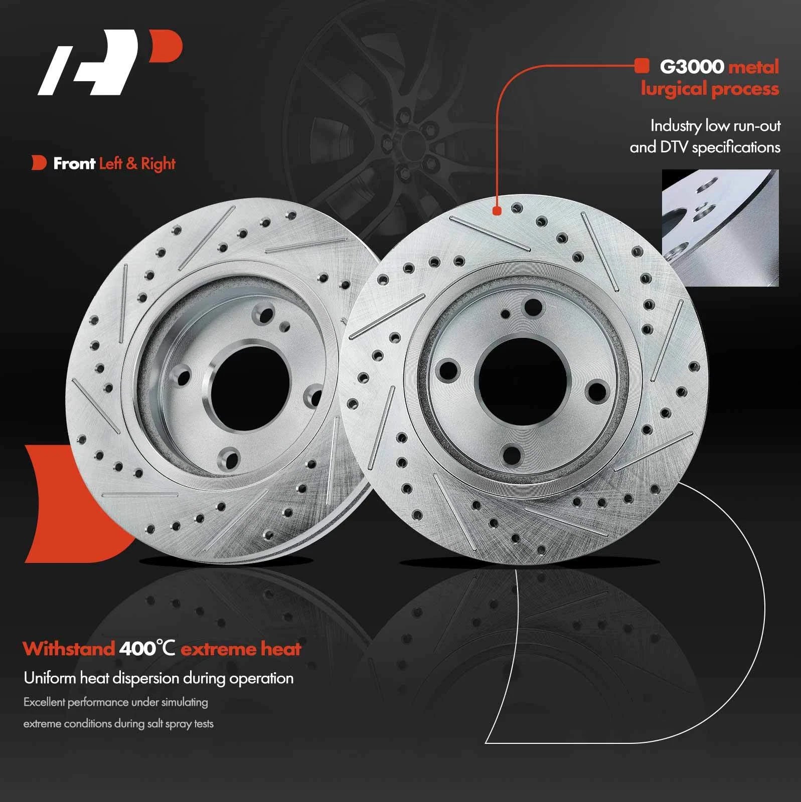 Front Side Drilled Brake Rotors for Ford Fiesta (2011–2019)