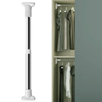 Adjustable Curtain Rod for No Drill Installation (Sleek White & Silver)