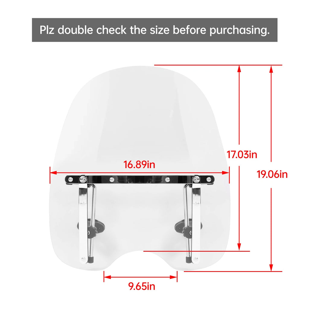 19" Clear Front Windshield for Harley Honda Magna Shadow Spirit