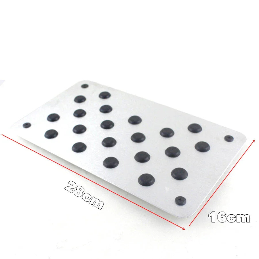 Aluminum Car Floor Carpet Mat Patch Heel Scuff Plate Pedal Pad 28x16cm