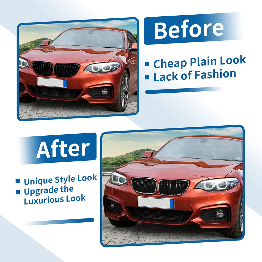 Pair Front Upper Bumper Grille for BMW 2 Series F22 (2014–2021) Chrome