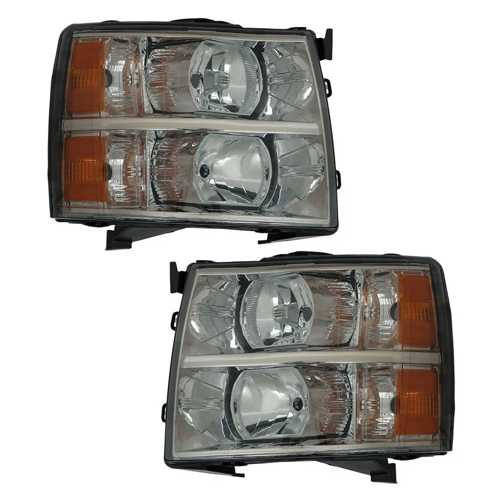 Pair of Smoked Halogen Headlights for Chevy Silverado (2007â2013)