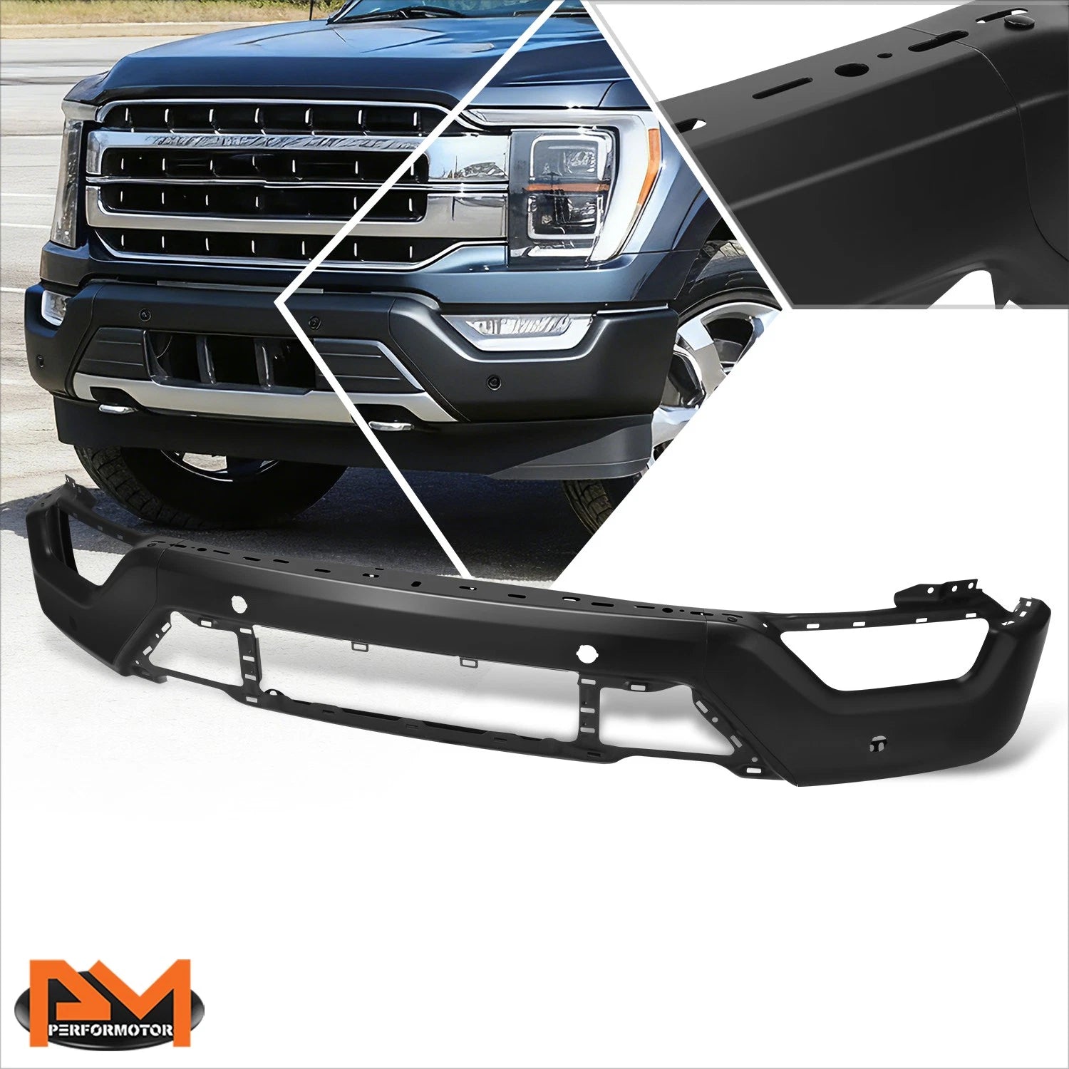 Front Bumper Face Bar for Ford F-150 (2021–2023) w/Park Sensor & Fog Light Holes