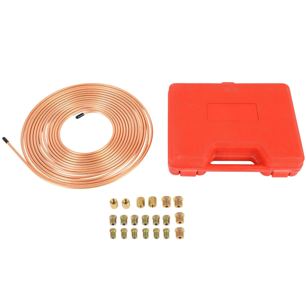 25 Ft Copper Coated Brake Line Tool Kit for Universal Applications (W/16 Fittings + 4 Unions)