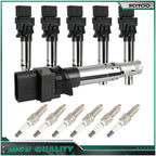 Set of 6 Ignition Coils & Spark Plugs for Audi Q7 Volkswagen Atlas CC Passat 3.6L
