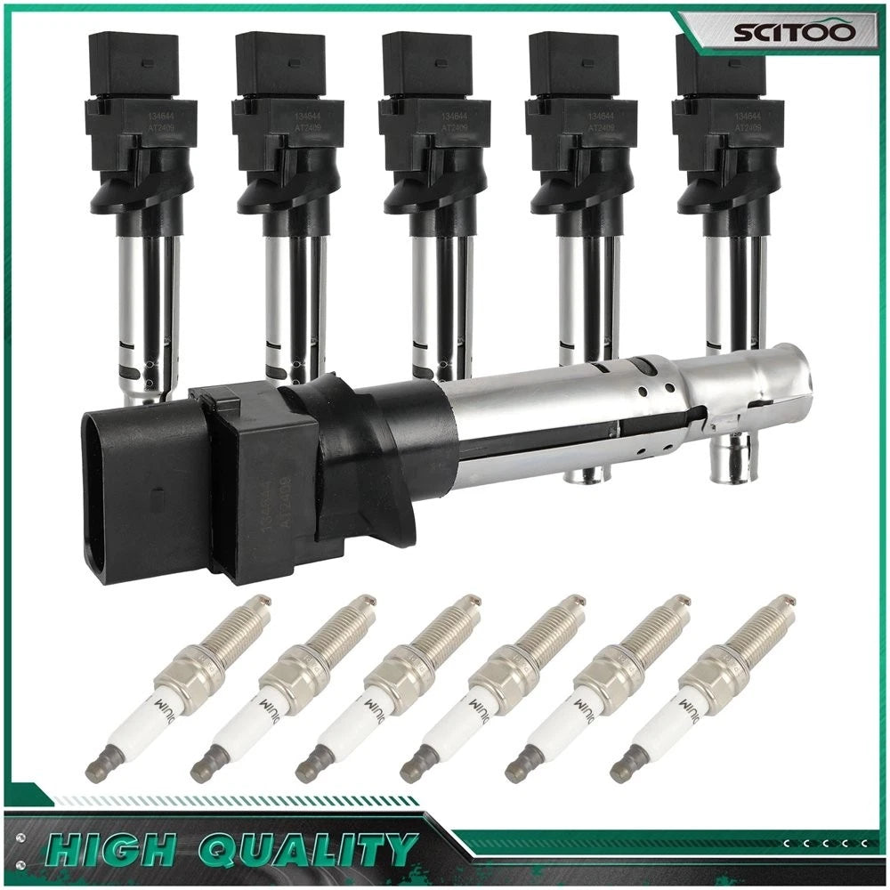 Set of 6 Ignition Coils & Spark Plugs for Audi Q7 Volkswagen Atlas CC Passat 3.6L