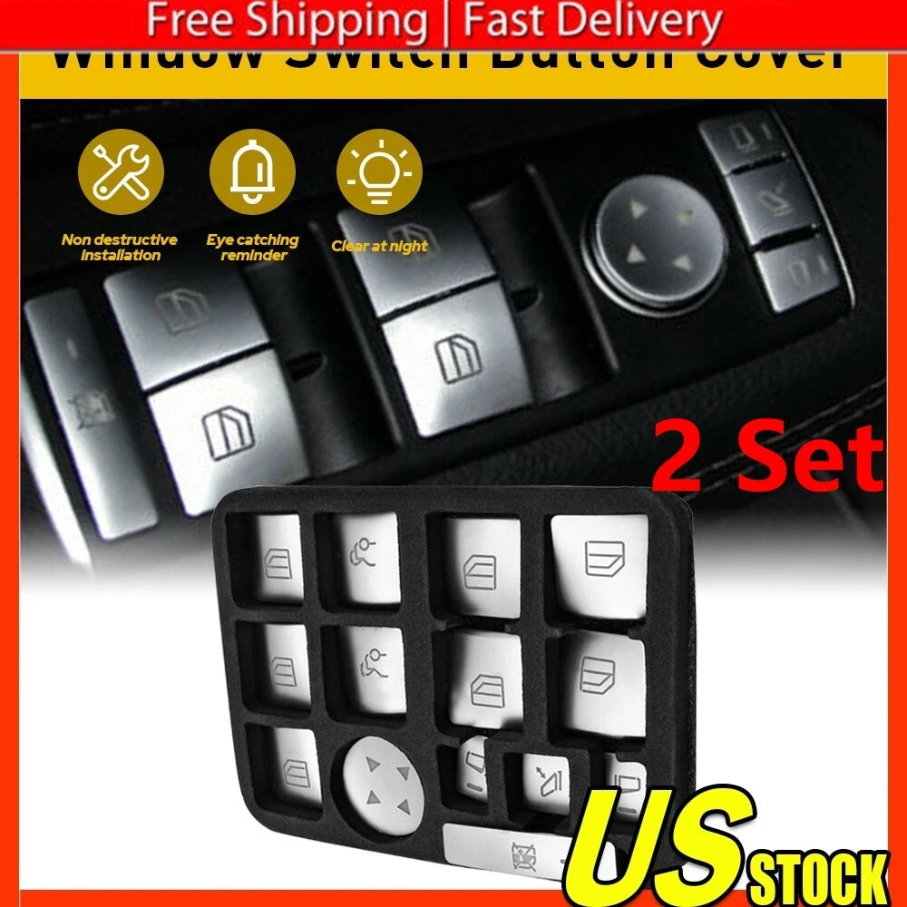 Set of 2 Armrest Window Switch Button Covers for Mercedes-Benz C-Class