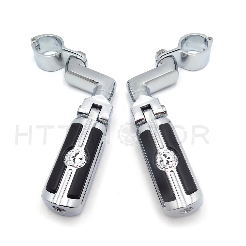 Gear Skull Foot Peg Mount for Harley (1.5" Engine Guard Crash Bar)
