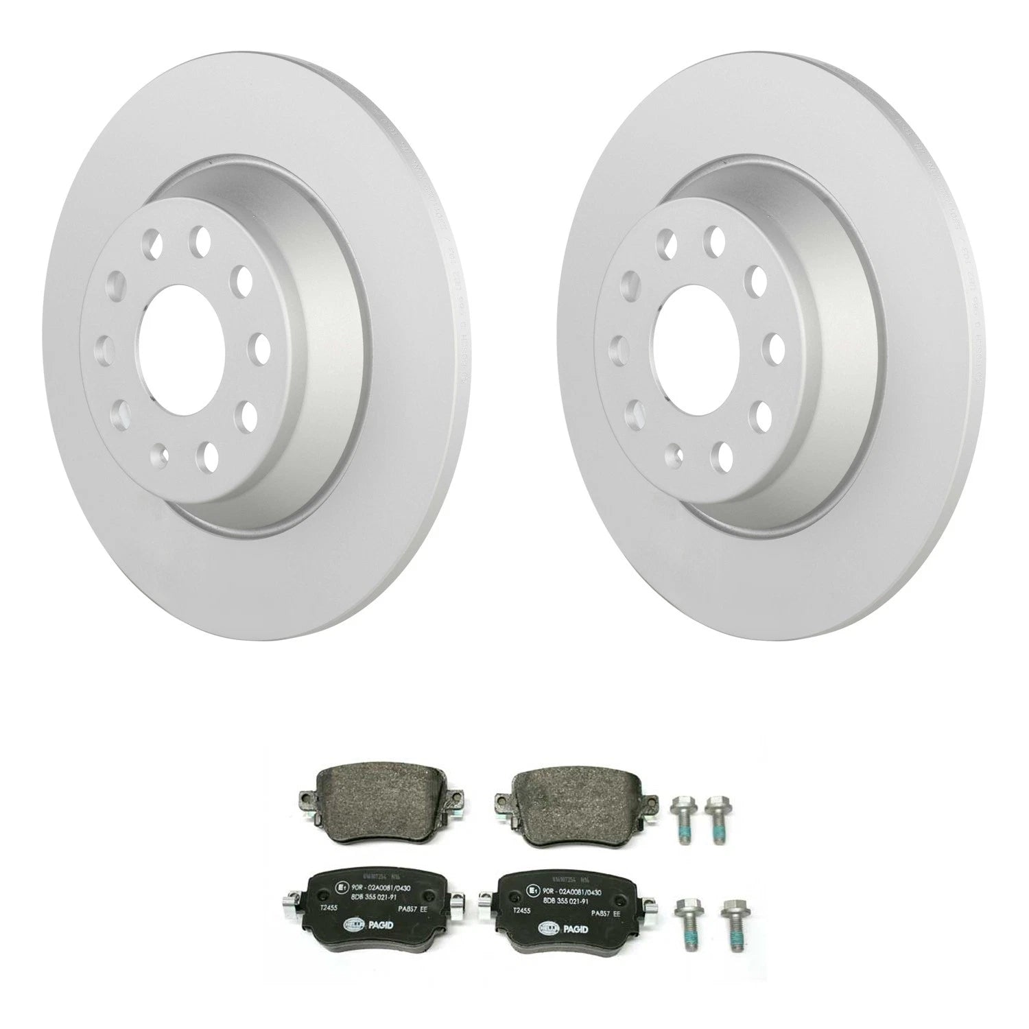 Set of 2 Bosch QuietCast Rear Rotors & Hella Low-Met Pads for Audi Q3 (2015–2020)