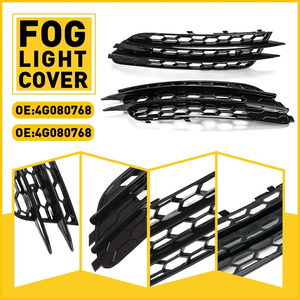 Honeycomb Style Mesh Fog Light Grille Cover for Audi A6 C7 Sedan (2012–2015)
