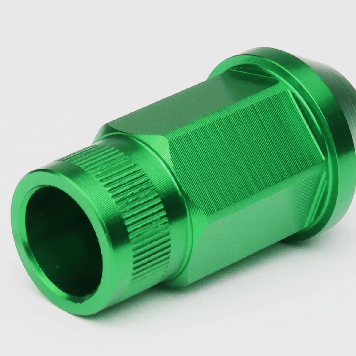 Set of 4 Open End M12x1.5 44mm Tall Green Aluminum Lug Nuts