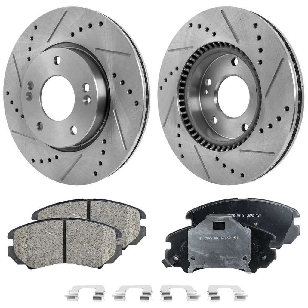 Front Brake Disc Rotors and Pads Kit for Kia Soul, Hyundai Sonata, Tiburon, Optima
