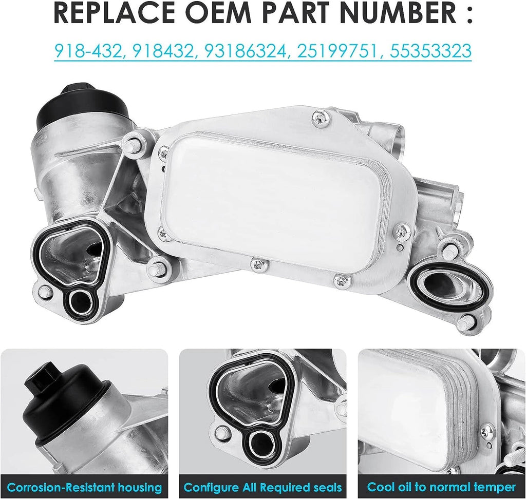 Engine Oil Cooler Filter Housing Assembly for Chevy Cruze Aveo Pontiac G3 Buick (2009–2019)