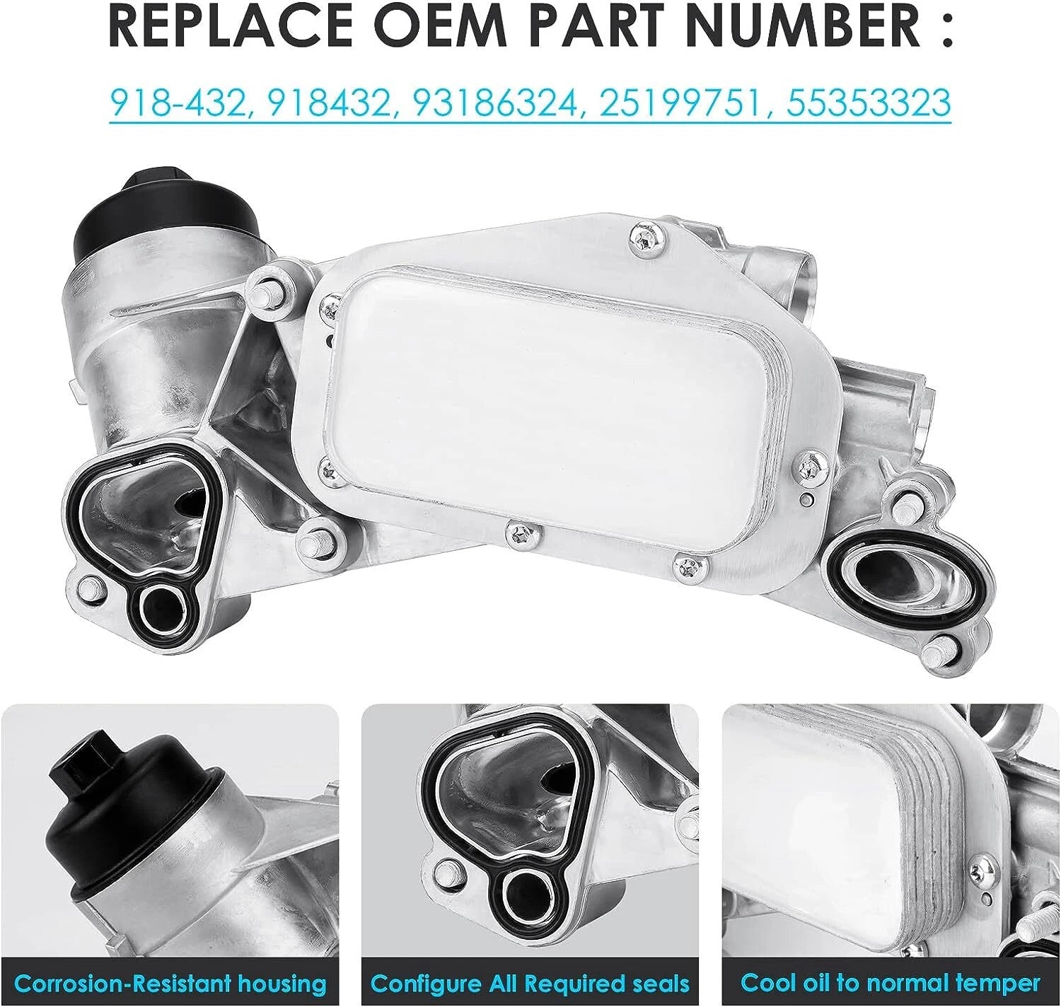 Engine Oil Cooler Filter Housing Assembly for Chevy Cruze Aveo Pontiac G3 Buick (2009–2019)