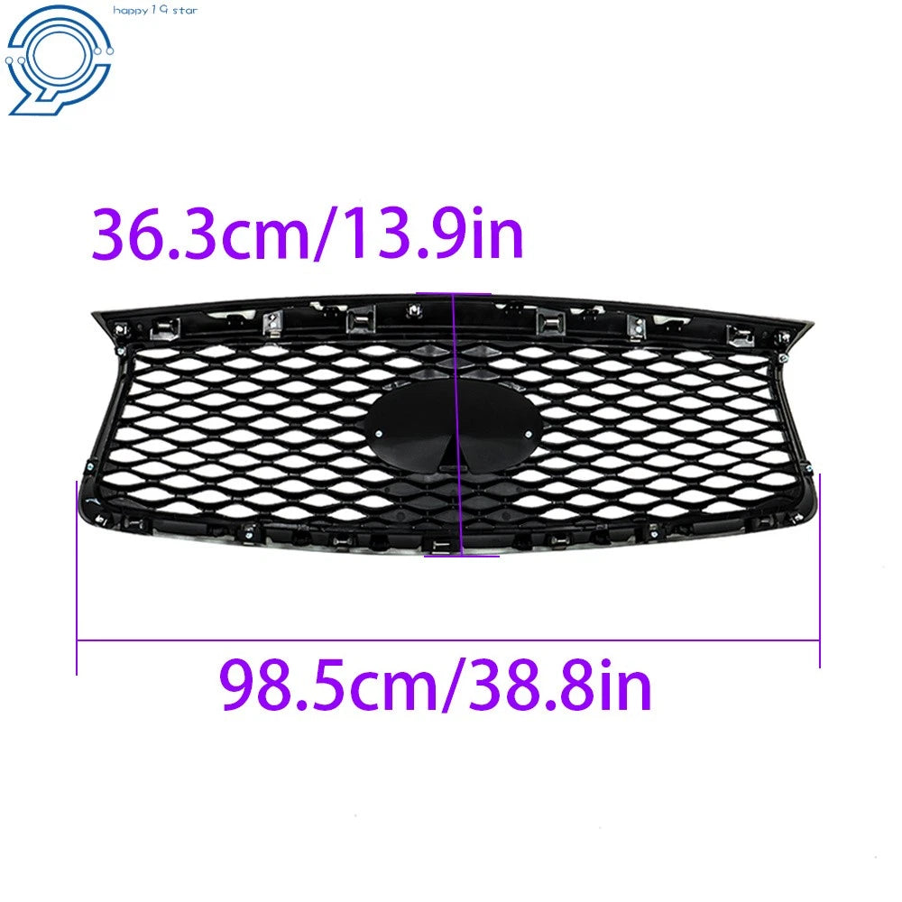 Front Bumper Upper Grille Black Gloss for Infiniti QX60 (2016–2020)