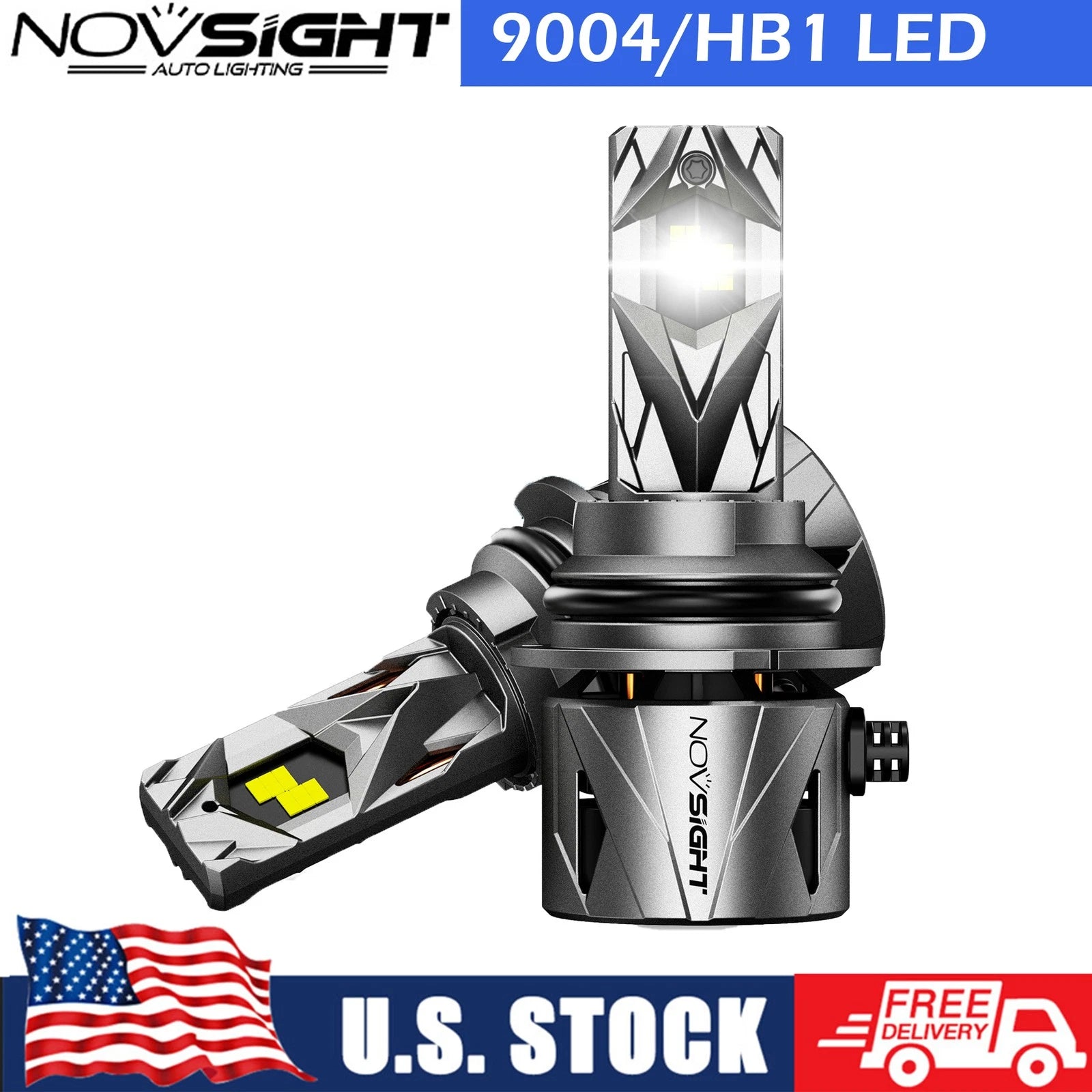 2X NOVSIGHT 9004 LED Headlight Bulbs 60000LM 6500K for Jeep