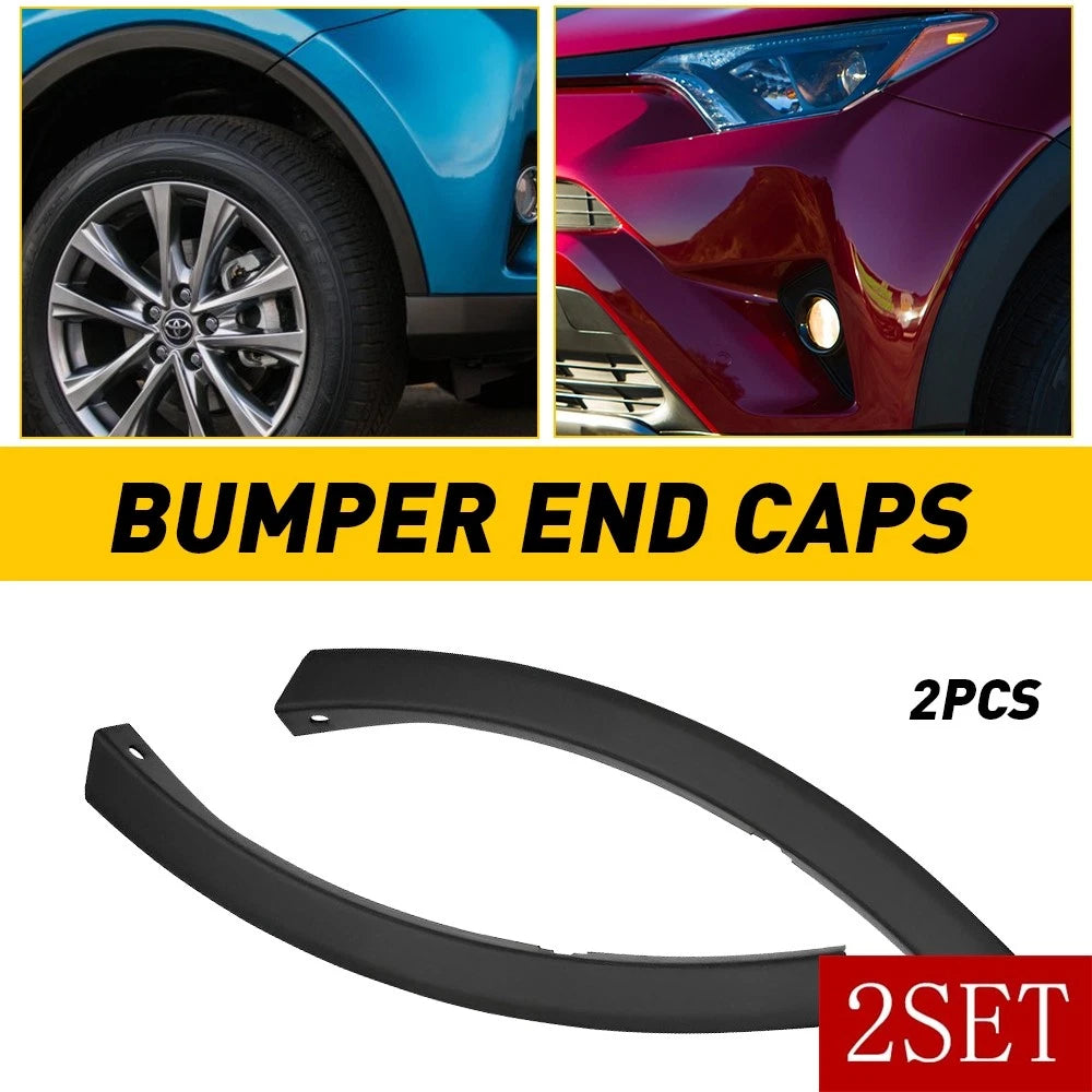 Set of 2 Front Bumper End Caps for Toyota RAV4 (2016–2018) Textured
