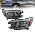 Headlamp Assembly Pair for Honda CR-V (2012–2014) Halogen Black