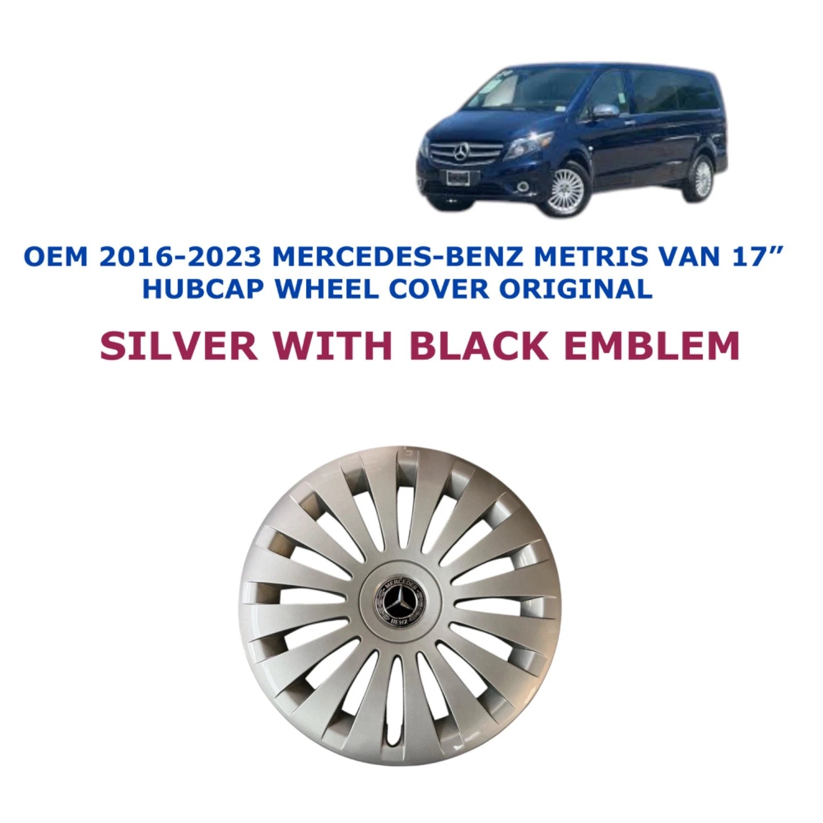 17" Hubcap Wheel Cover for Mercedes-Benz Metris Van (2016–2023) OEM Silver