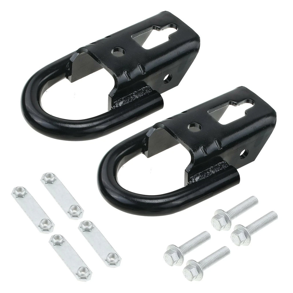 2X Black Tow Hooks with Hardware for Ford F-150 (2015–2023)
