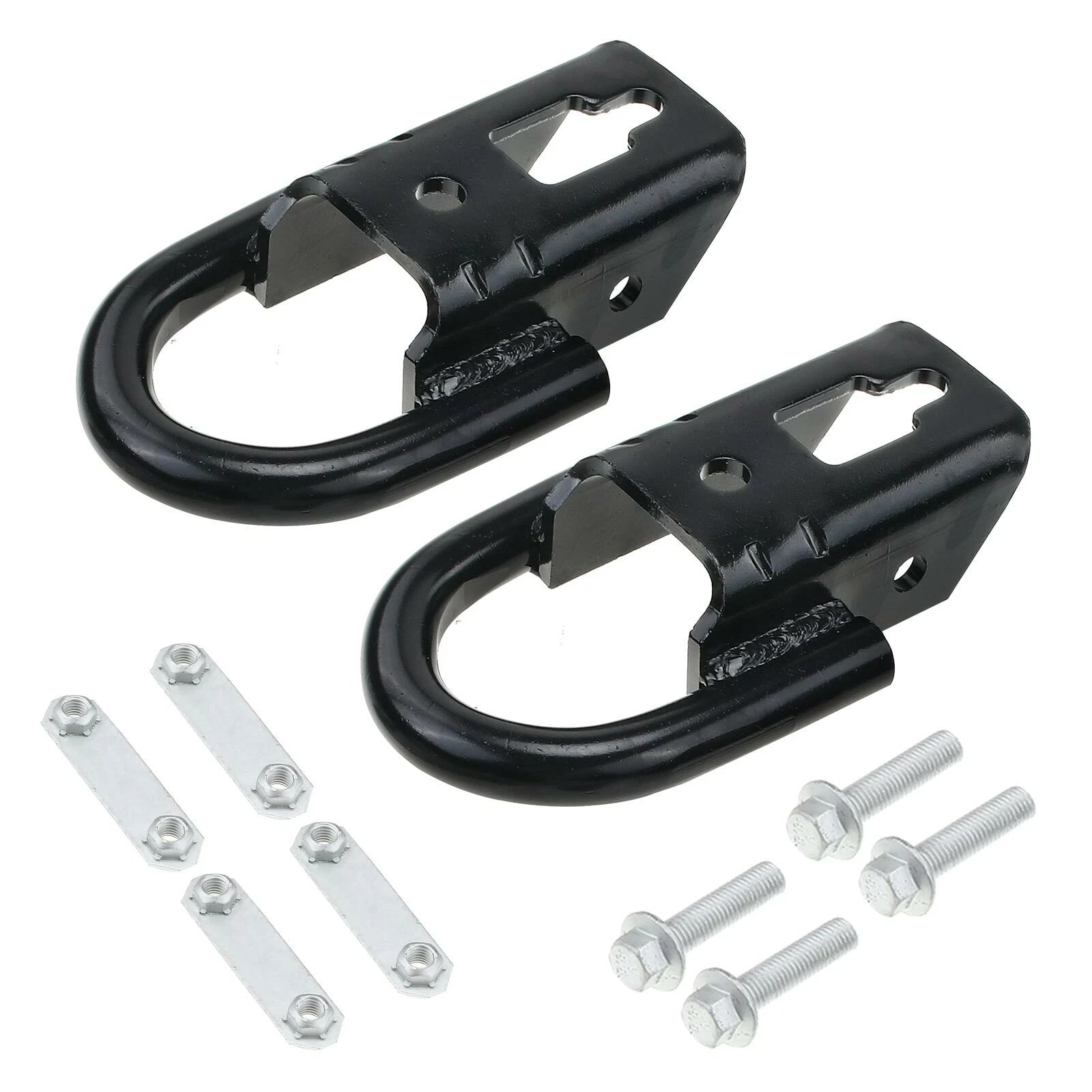 2X Black Tow Hooks with Hardware for Ford F-150 (2015–2023)