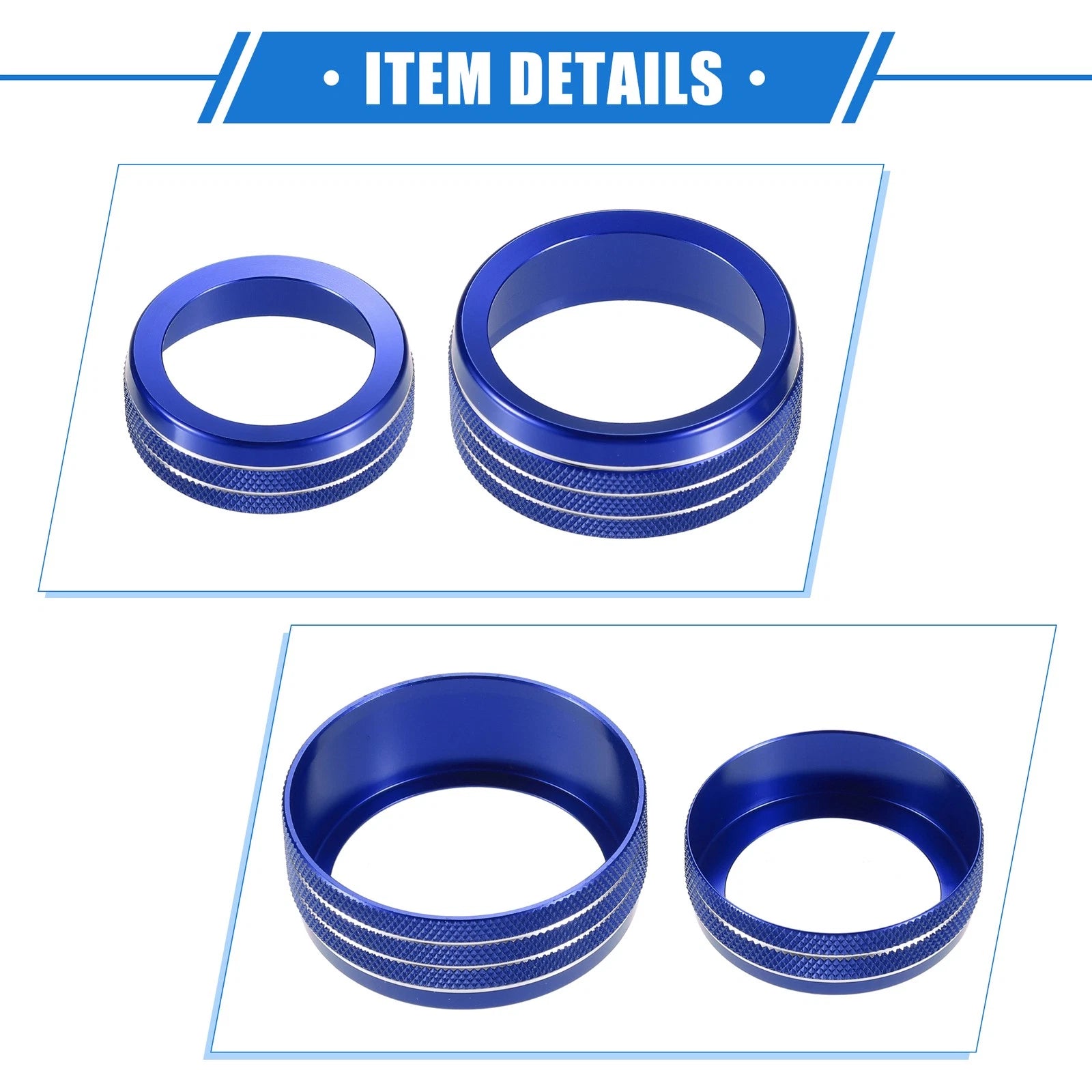 3 Pcs AC Audio Tune Switch Knob Ring Cover for Dodge Dart (2012–2018) Blue