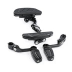 Black Passenger Footboard Footrest Long Footpegs Mount for Harley Touring (1993–2024)
