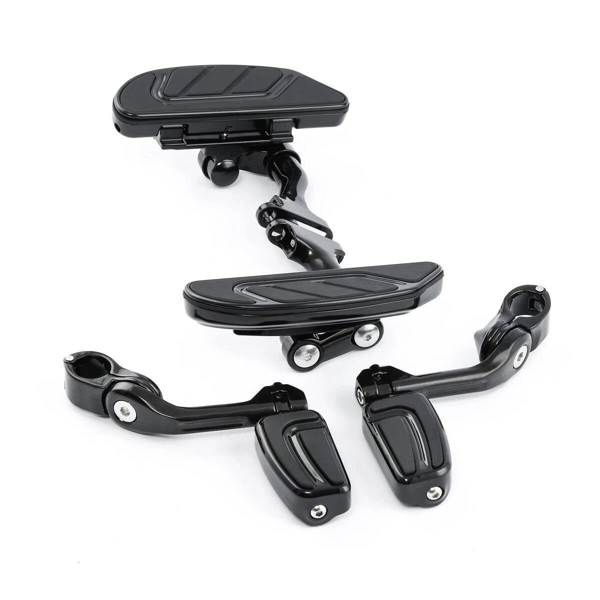 Black Passenger Footboard Footrest Long Footpegs Mount for Harley Touring (1993–2024)
