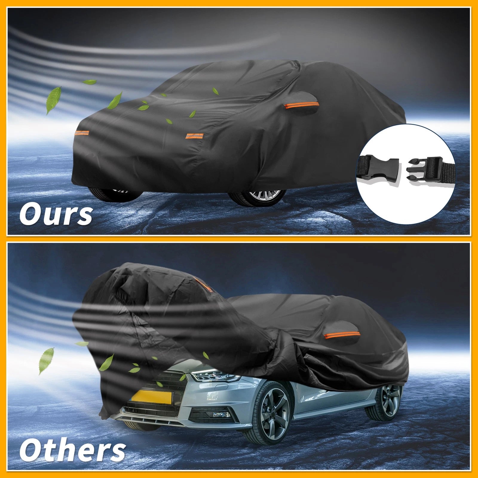Waterproof Car Cover for Audi A1 (All Weather, Black, Aluminum Film)