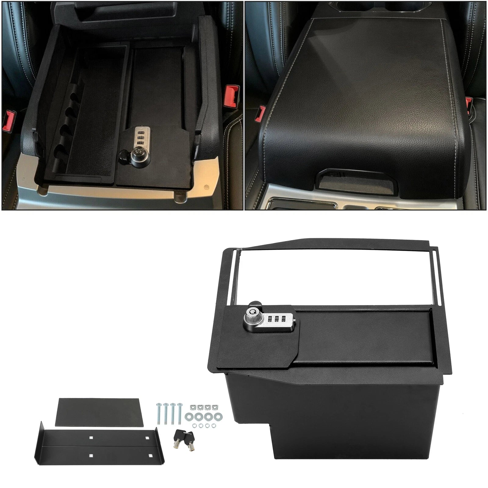 Center Console Lock Safe Storage for Ford F150 (2015–2020) & F250/F350 (2017–2022)
