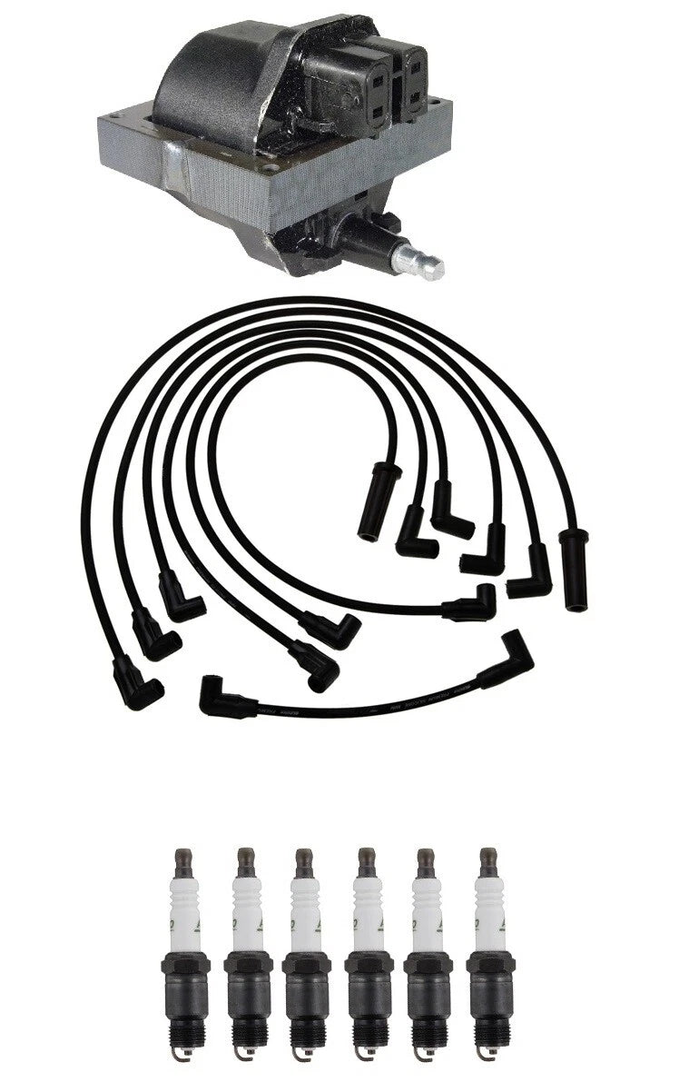 Ignition Wires & Coil with 6 Spark Plugs Kit for GMC C1500, Chevy C2500 (1996–2000)