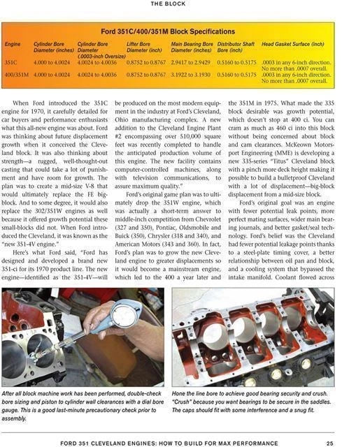 Performance Build Specs Book for Ford 351 Cleveland Engines (1969-1982)