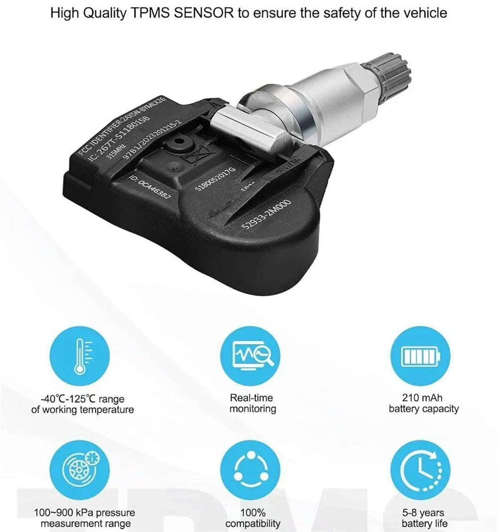 4x TPMS Tire Pressure Sensors for Mazda 2 3 5 6 CX-7 CX-9 MX-5 (2007-2020)