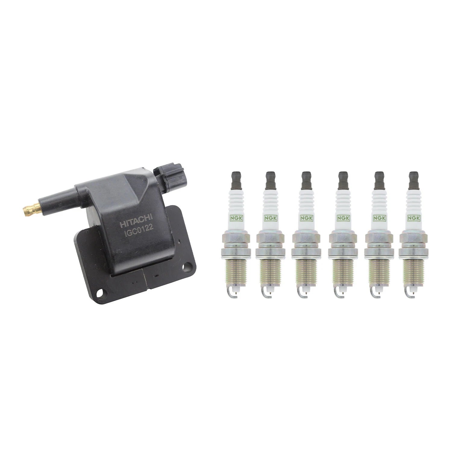 Set of 6 Hitachi Ignition Coils & NGK Iridium IX Spark Plugs for Dakota Ram 1500 (1997–2004)