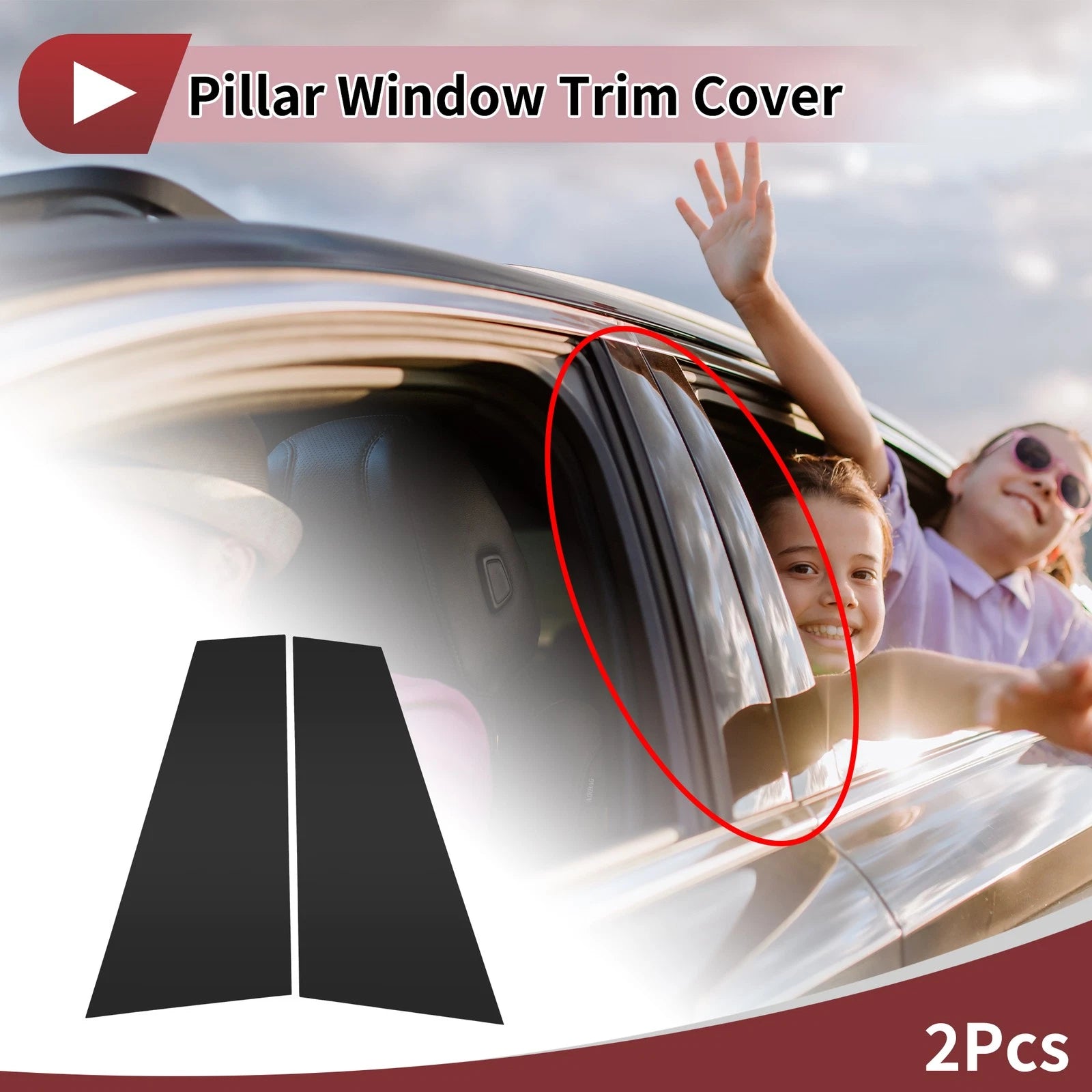 Set of 2 Door Pillar Window Trim for Volkswagen CC (2019–2023) Black