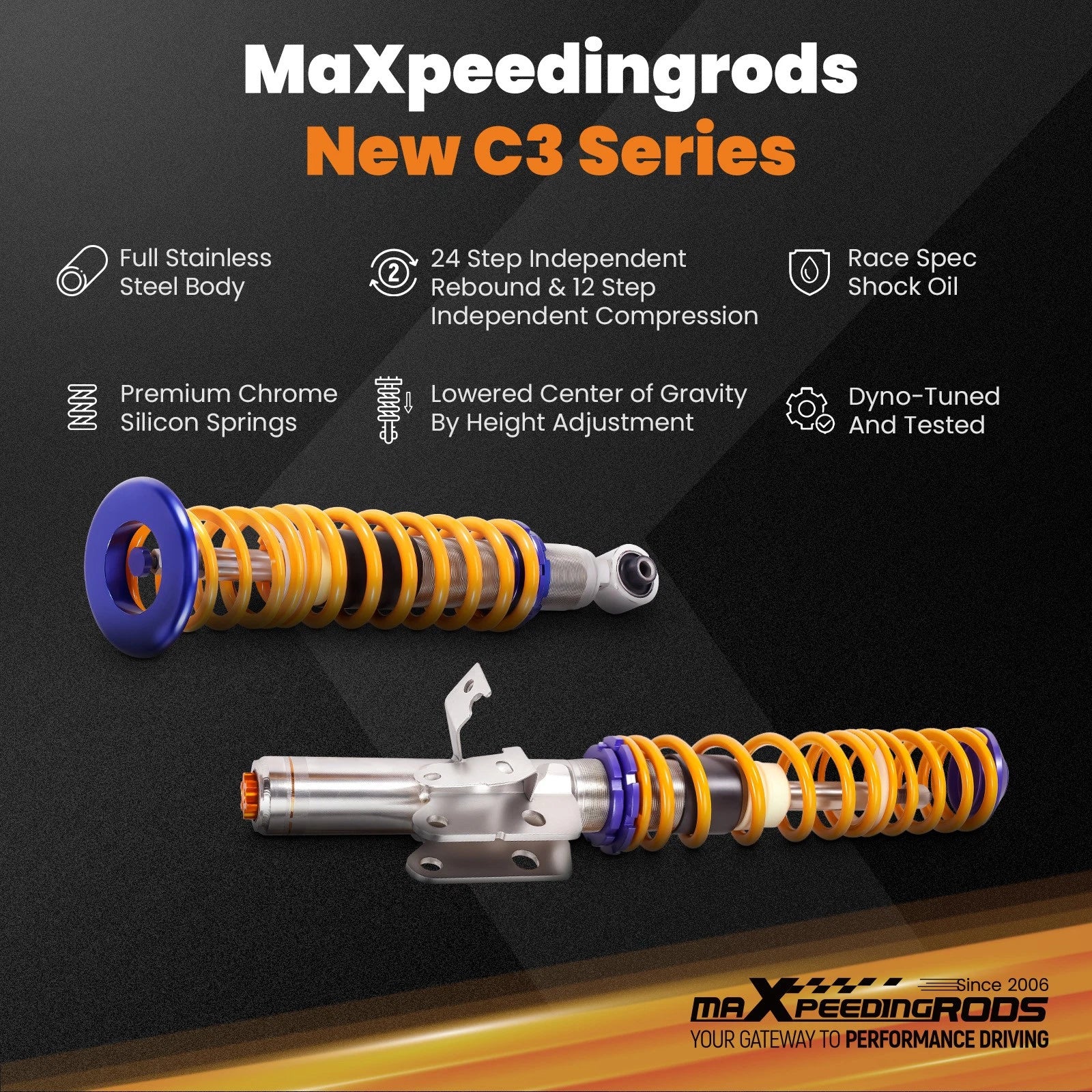 C3 Coilovers 36 Way Damper Lowering Kit for Subaru BR-Z (2012–2023)