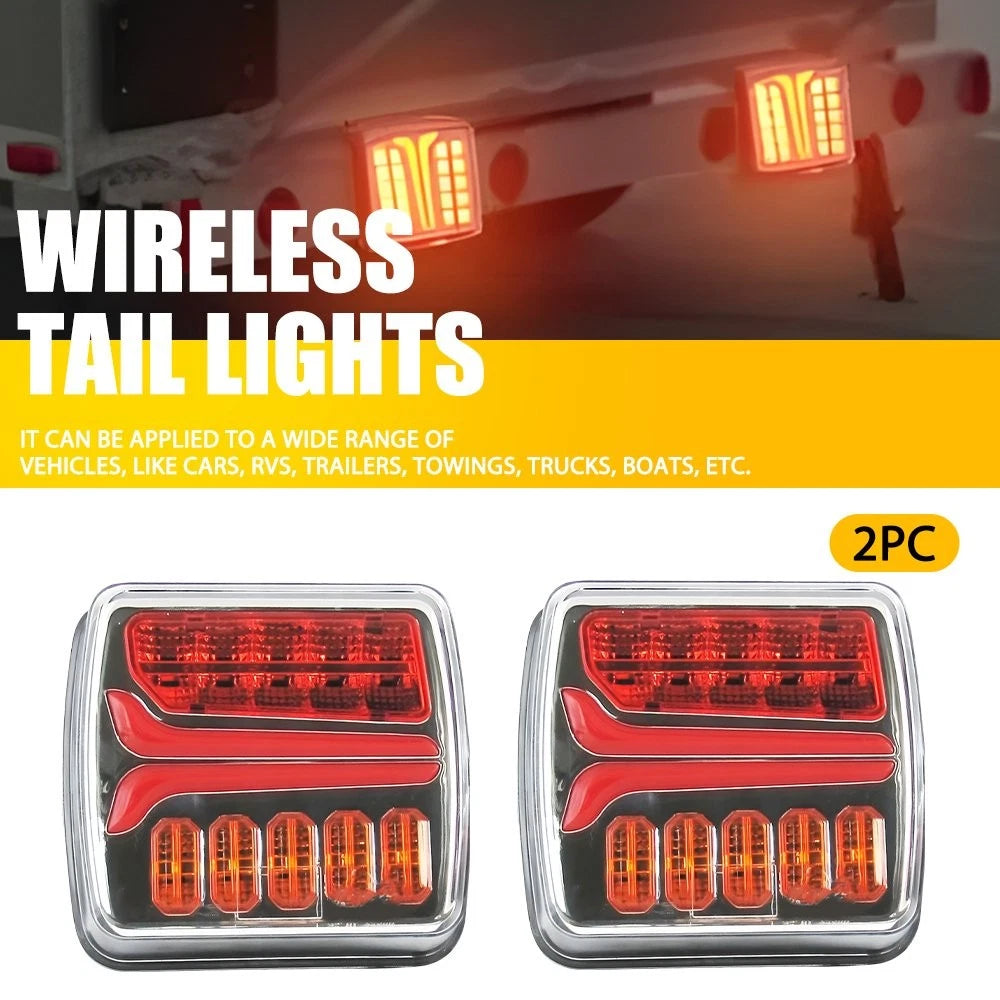 2 Magnetic LED Tail Lights for Tow Towing Trailer (Wireless USB Battery Operated)