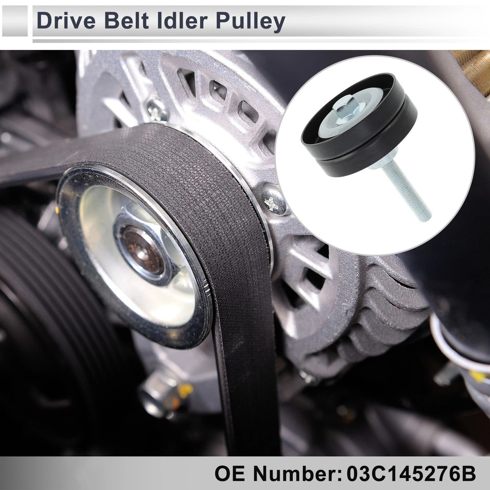 Drive Belt Idler Pulley for Volkswagen Jetta (2013–2016) No. 03C145276B Black