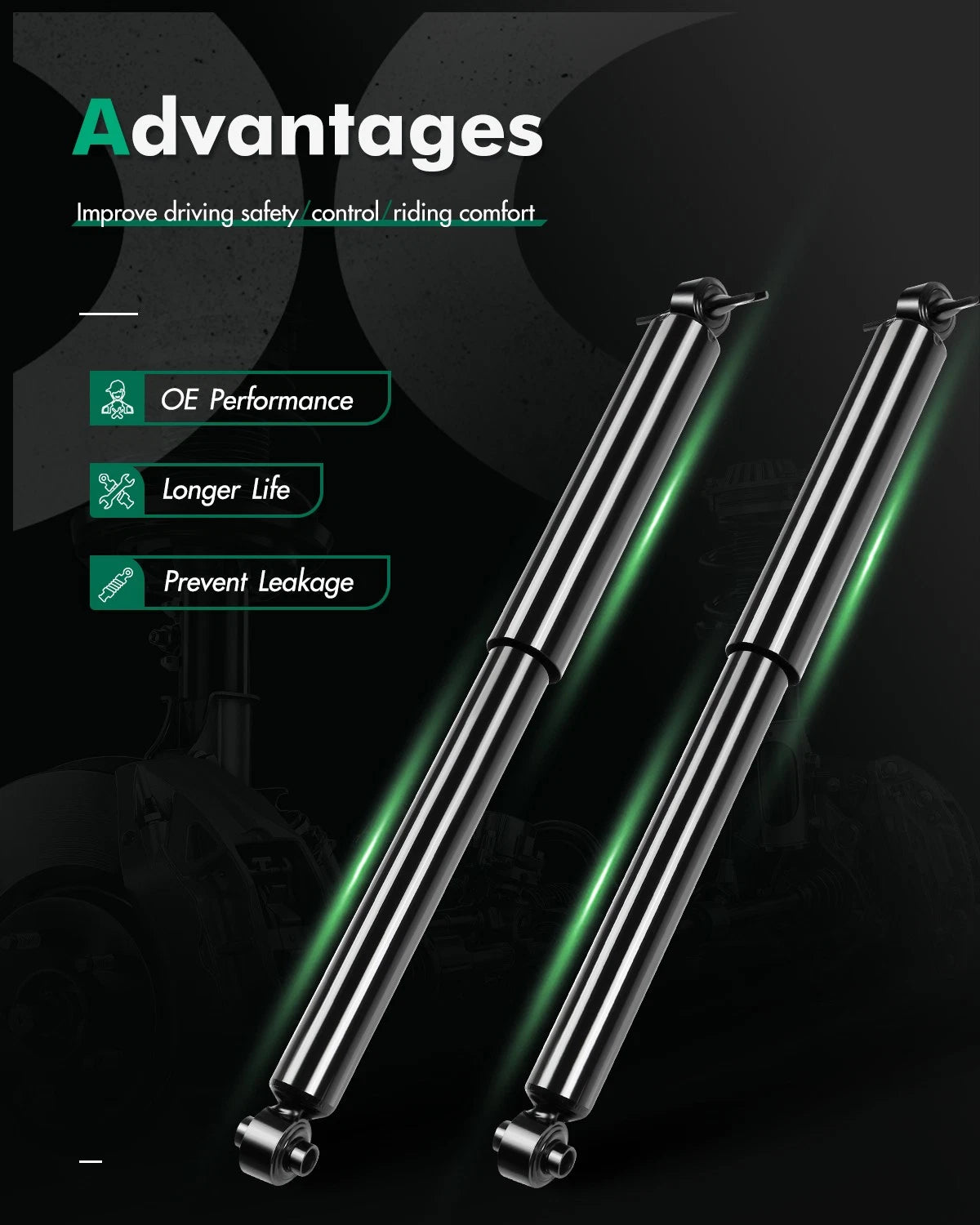 Rear Shocks Struts for Kia Rio 2001–2005 (1.5L 1.6L)