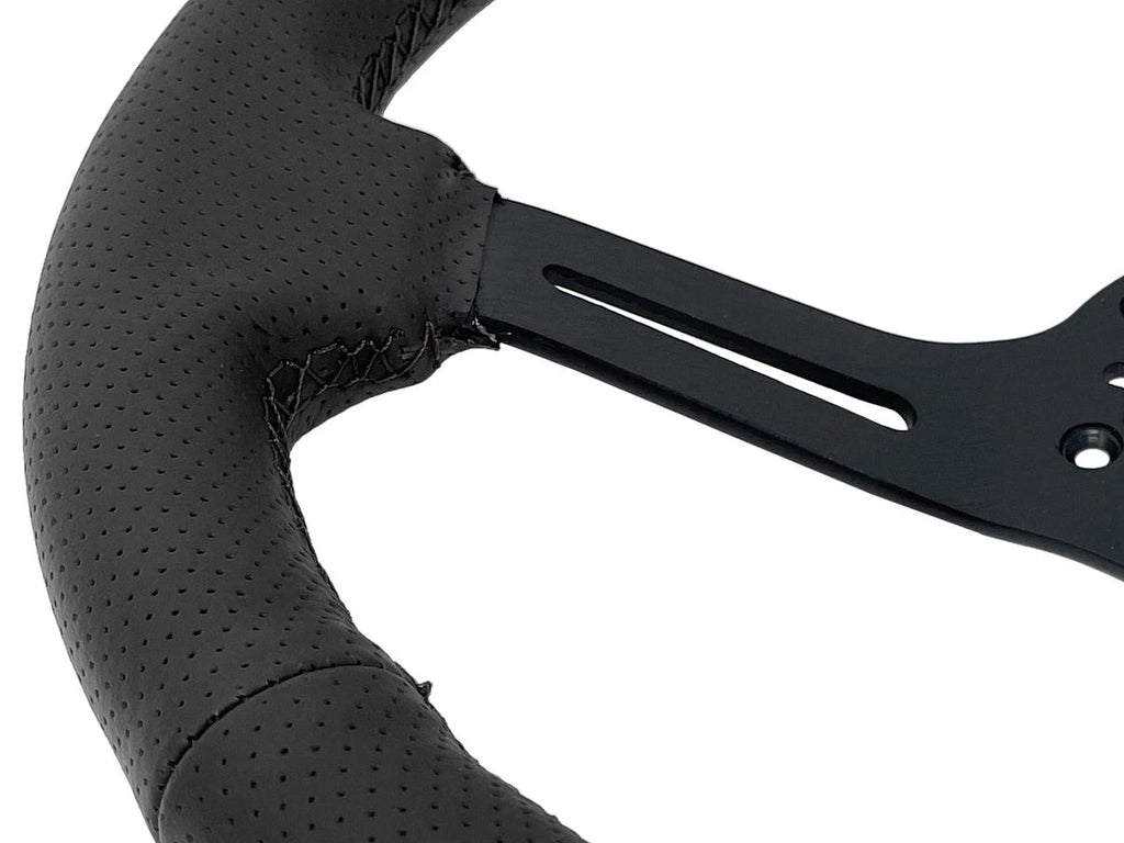 Steering Wheel Kit Brushed Perforated Black Leather for Chevy Camaro (1969–1994)