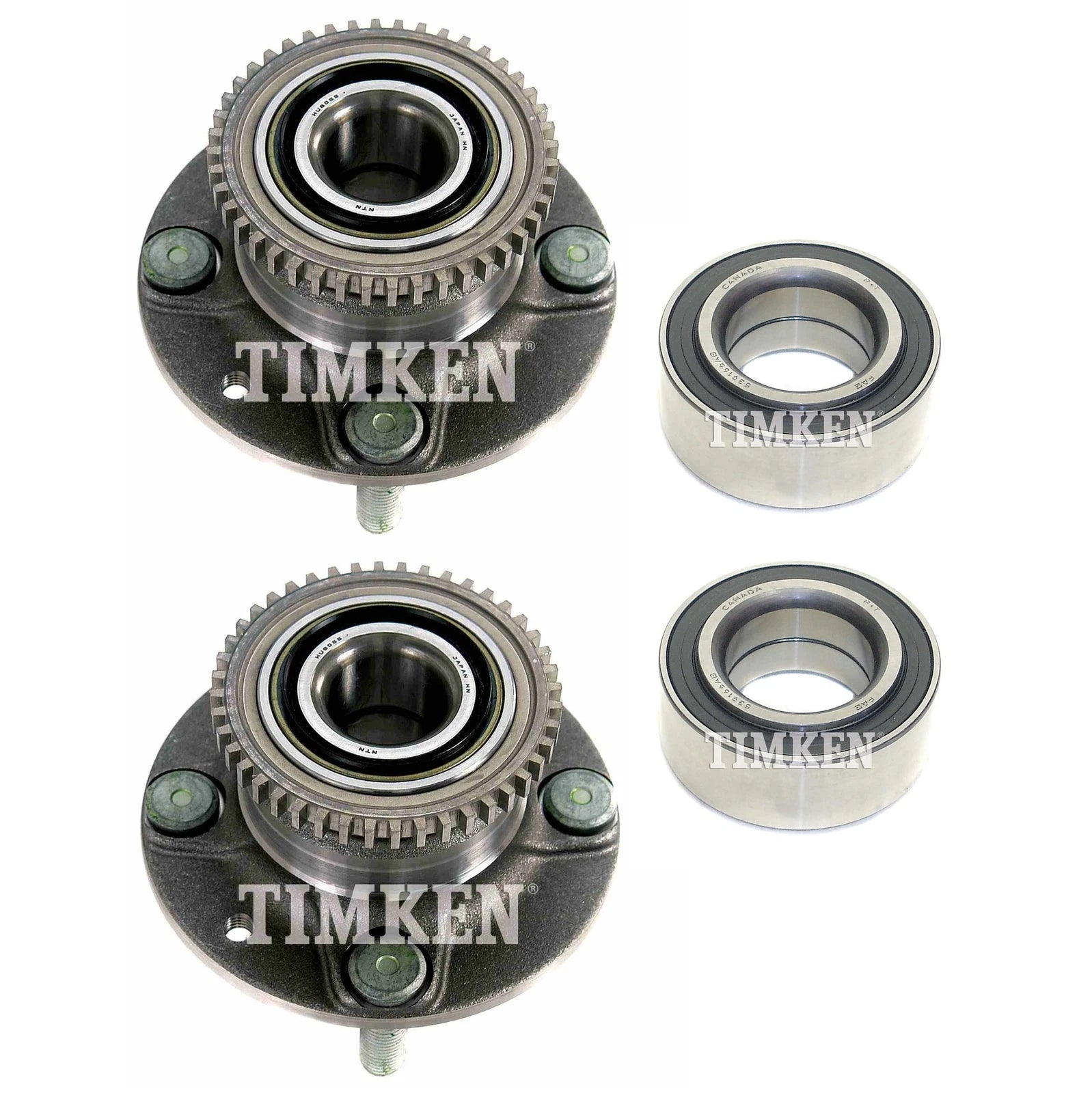 Front and Rear Wheel Bearings & Hubs Kit for Mazda Miata (1990–2005)