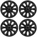 16' 10 Spoke Spring Steel Clip Gloss Black Wheel Cover Hubcaps