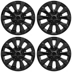 16' 10 Spoke Spring Steel Clip Gloss Black Wheel Cover Hubcaps