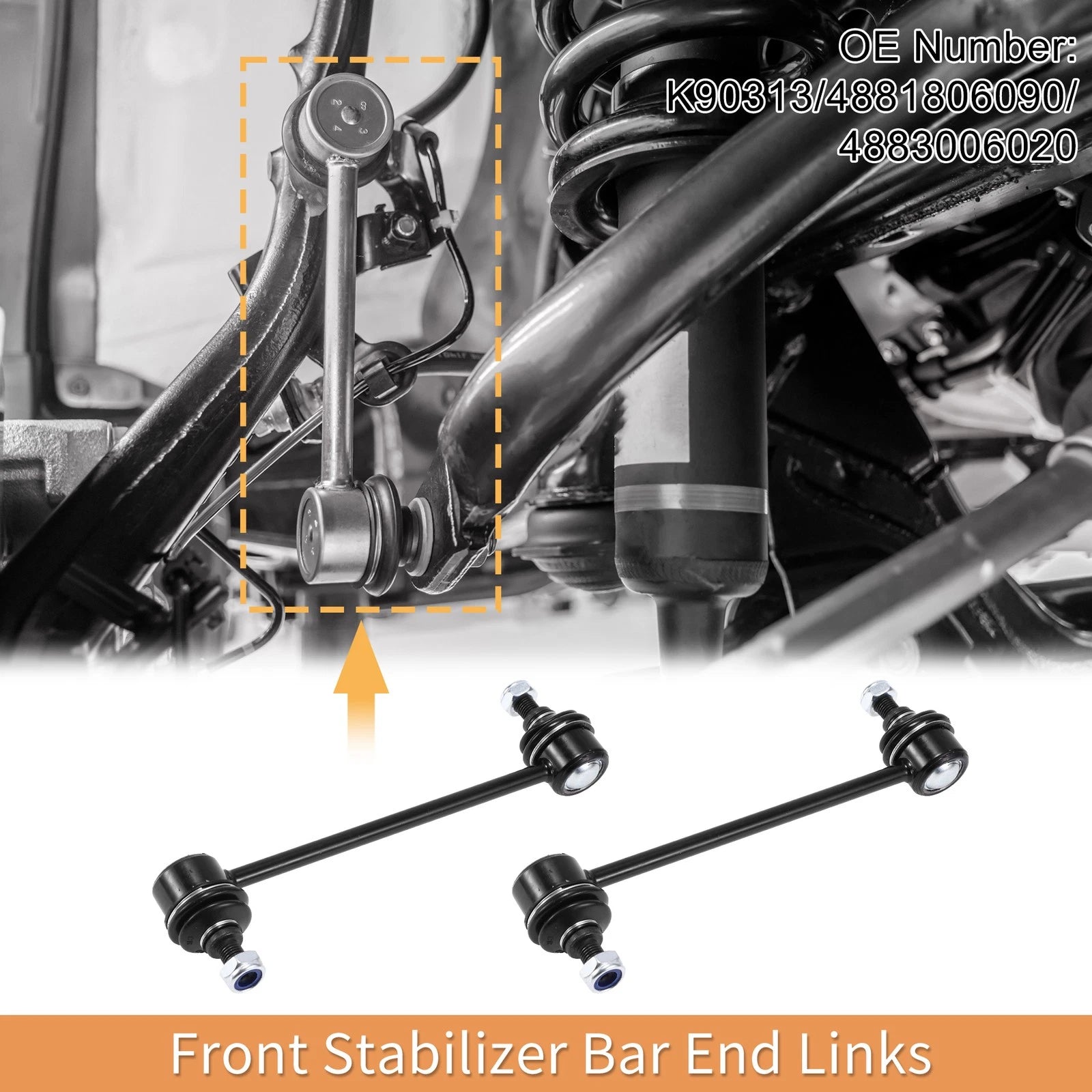 Set of 2 Rear Stabilizer Sway Bar Links with Bushing for Toyota Camry (No.K90313)