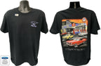 Ford Mustang T-Shirt Black Pony Gas Service Station Scene (2005–2015)